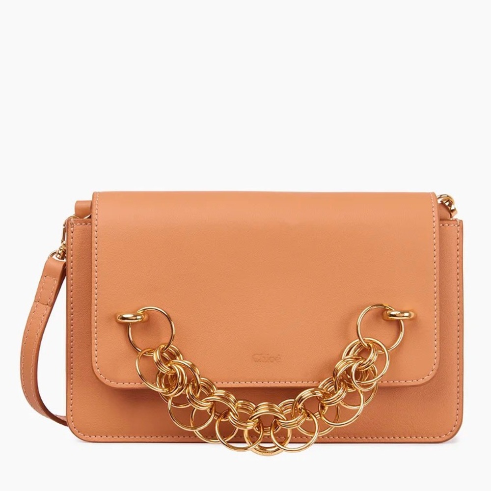 Chloe Tan Leather Mini Drew Bijou Crossbody Gold Chain Shoulder Bag - Picture 1 of 16